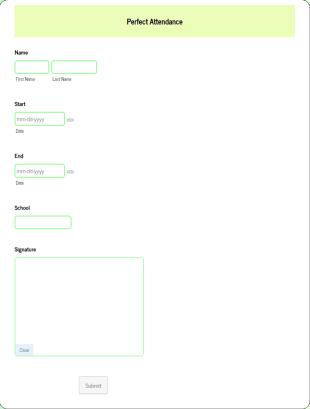 Perfect Attendance Form Template