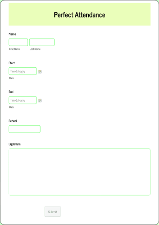 Perfect Attendance Form Template