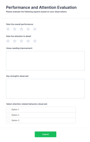 Performance And Attention Evaluation Form Template