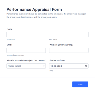 Performance Appraisal Form Template