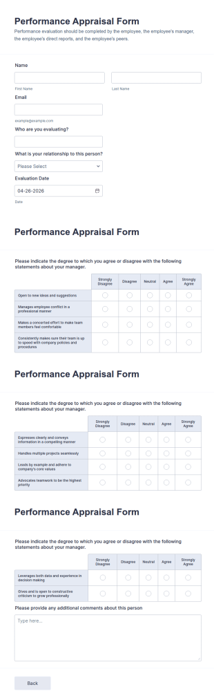 Performance Appraisal Form Template