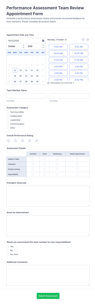 Performance Assessment Team Review Appointment Form Template