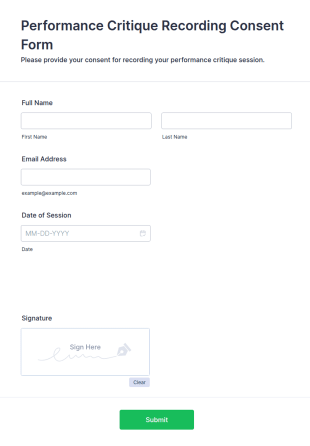 Performance Critique Recording Consent Form Template