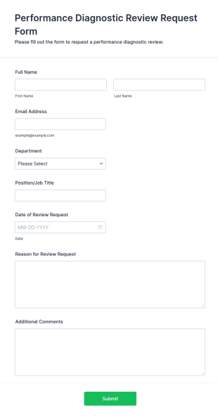 Performance Diagnostic Review Request Form Template