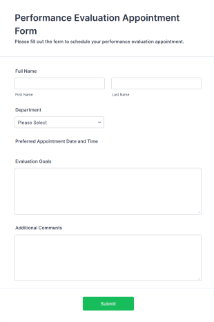 Performance Evaluation Appointment Form Template