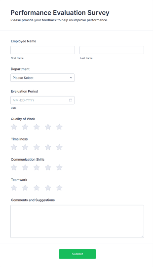 Performance Evaluation Survey Form Template