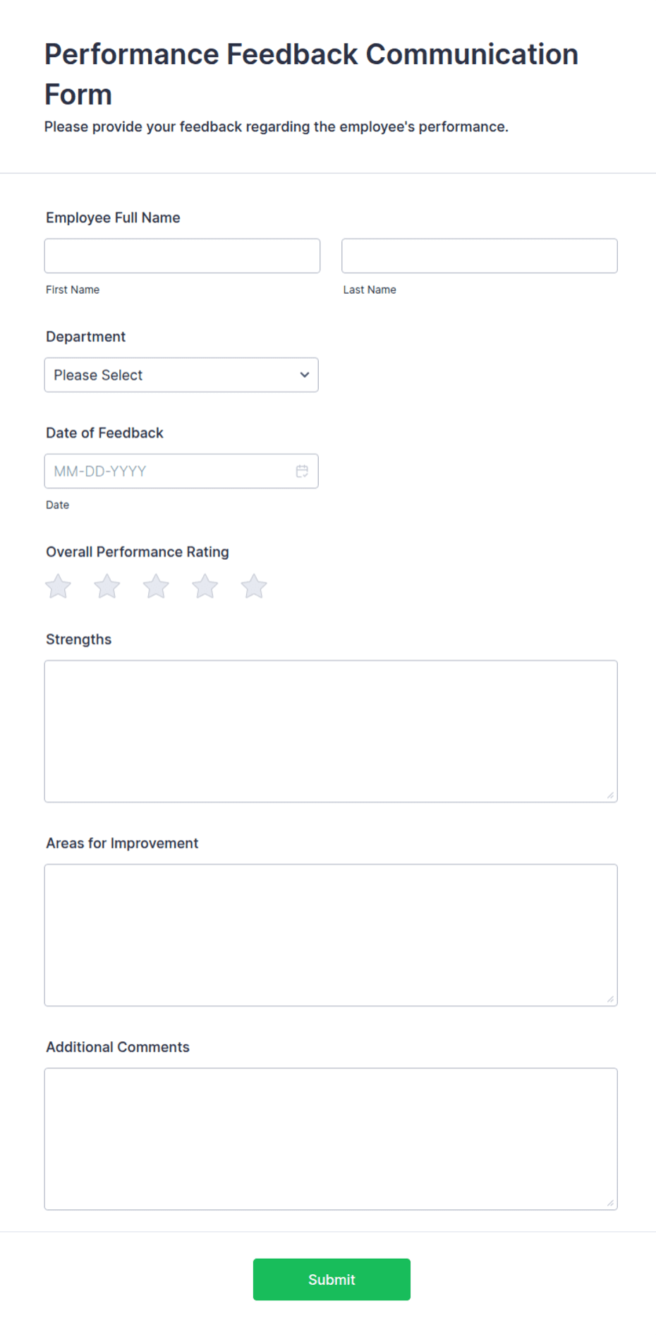 Performance Feedback Communication Form Template | Jotform