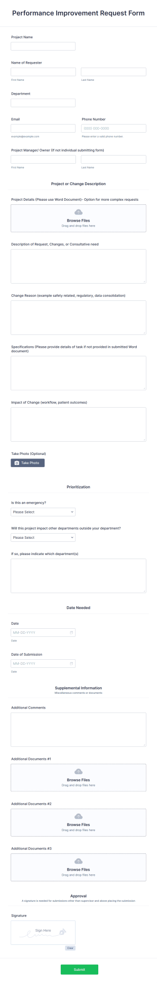 Performance Improvement Request Form Template