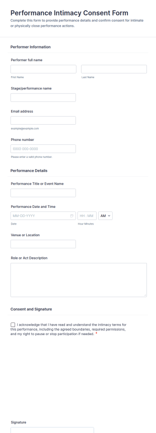 Performance Intimacy Consent Form Template
