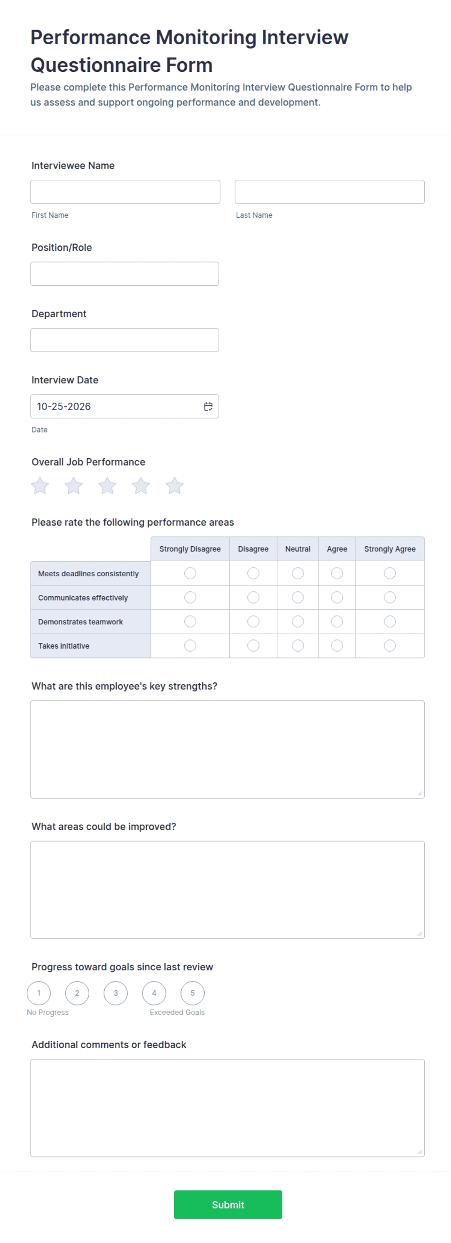 Rmv Forms.pdf Performance Monitoring Interview Questionnaire Form Template | Jotform
