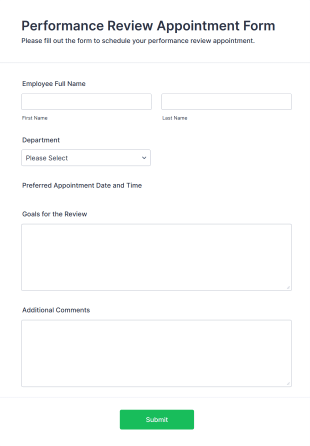 Performance Review Appointment Form Template