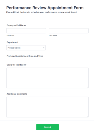 Performance Review Appointment Form Template
