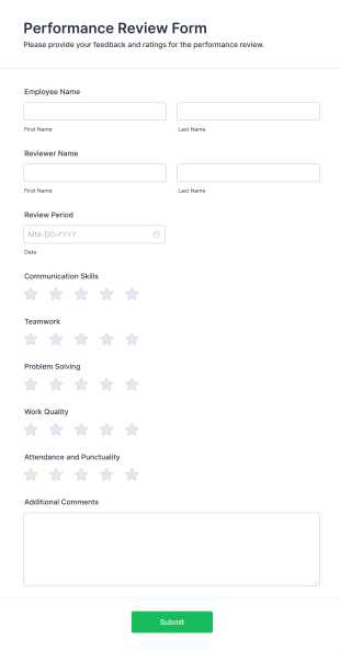 Performance Review Form Template