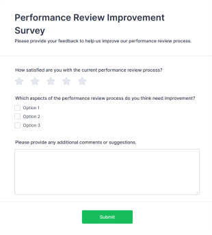 Performance Review Improvement Survey Form Template