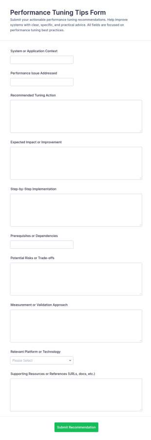 Performance Tuning Tips Form Template