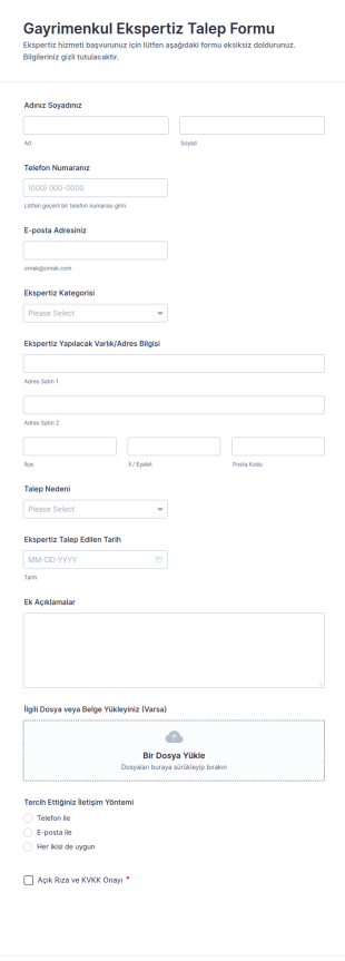 Performans Değerlendirme Anketi Form Şablonu