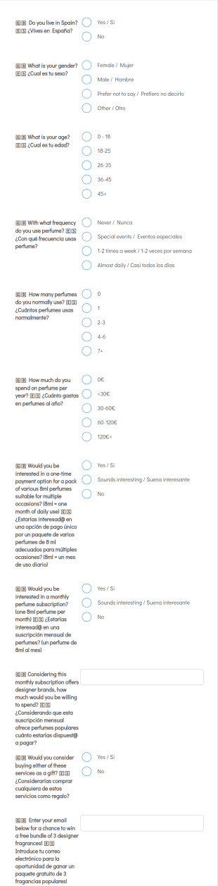 Perfume Box Form Template