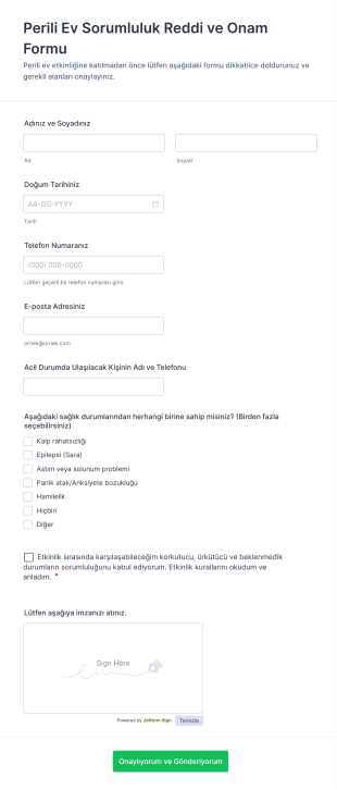 Perili Ev Sorumluluk Reddi Ve Onam Form Template