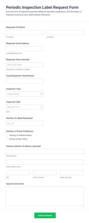 Periodic Inspection Label Request Form Template