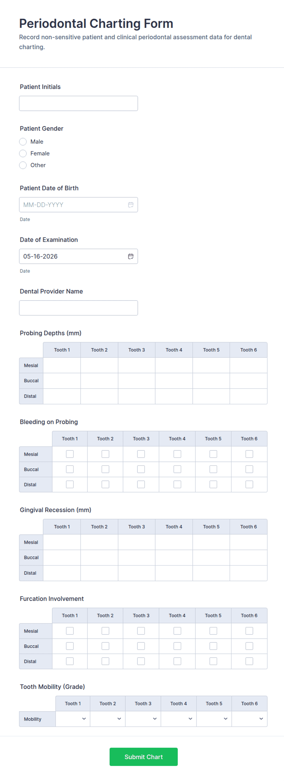 Periodontal Charting Form Template | Jotform