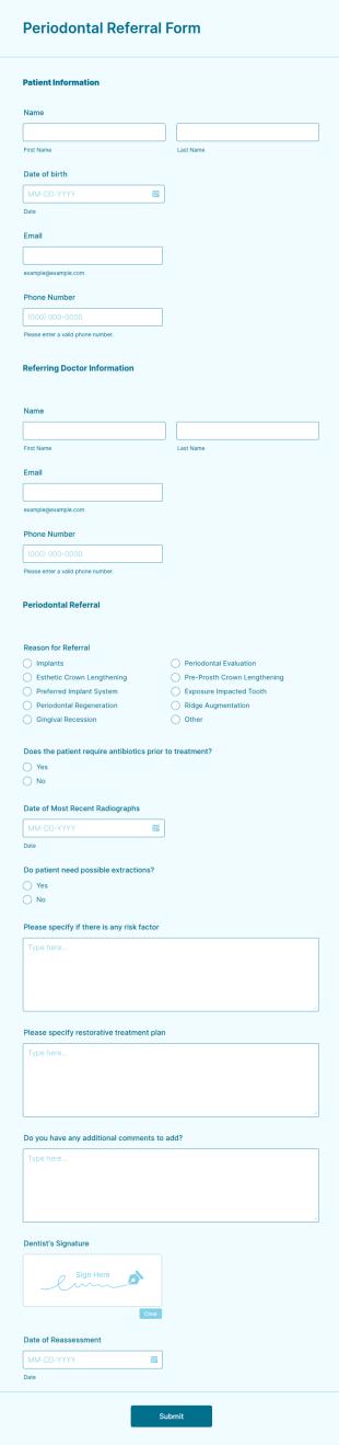 Periodontal Referral Form Template