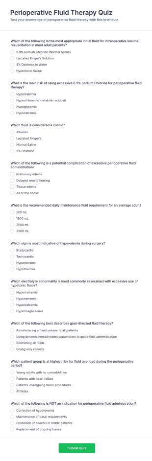 Perioperative Fluid Therapy Quiz Form Template