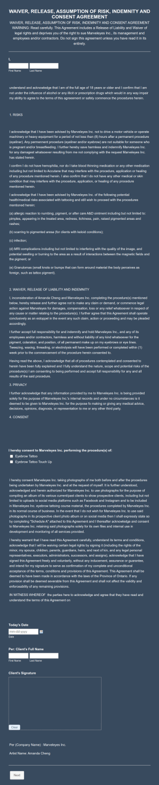 Permanent Brow Consent Form Template