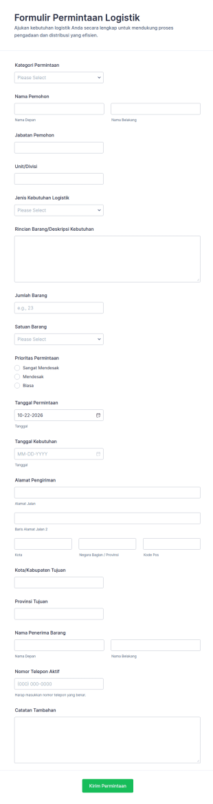 Permintaan Form Pemesanan Logistik