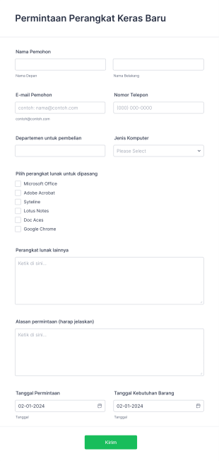 Permintaan Perangkat Keras Baru Form Template