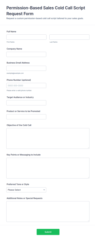 Permission Based Sales Cold Call Script Request Form Template