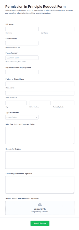 Permission In Principle Request Form Template