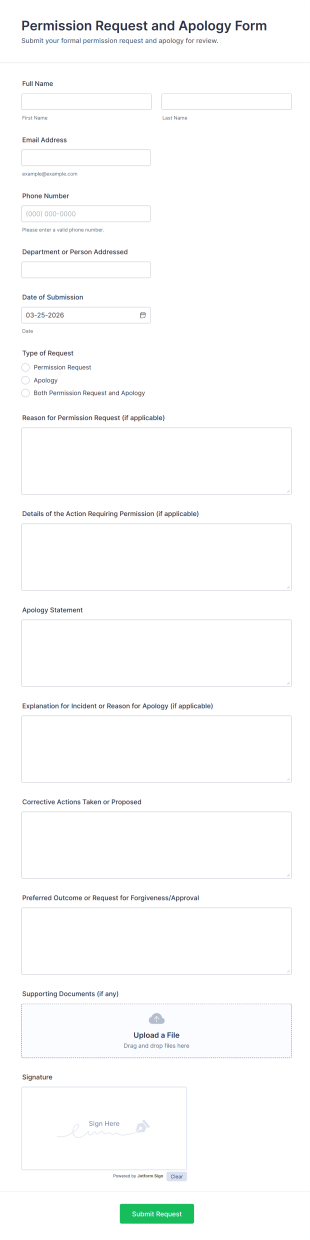 Permission Request And Apology Form Template
