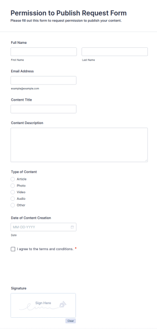 Permission To Publish Request Form Template