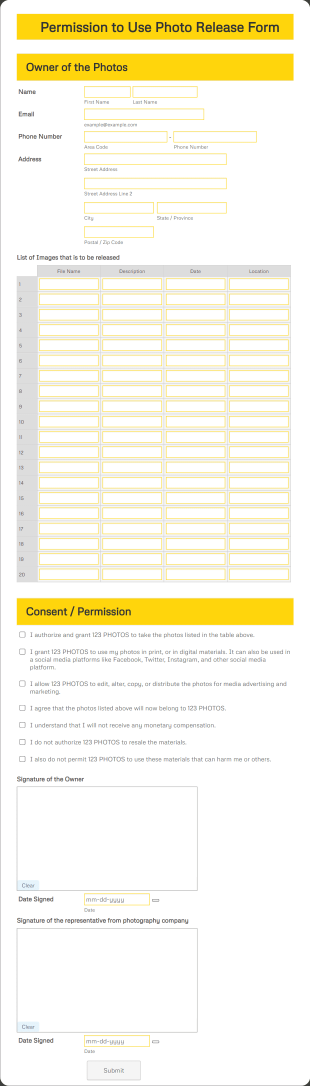 Permission To Use Photo Release Form Template