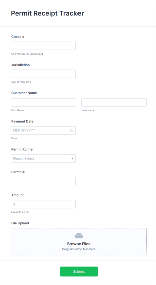 Permit Receipt Tracker Form Template
