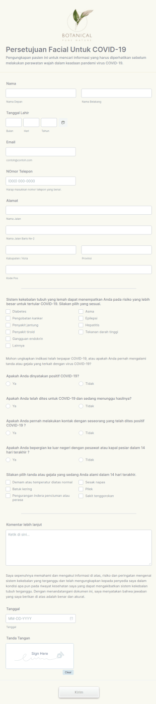Persetujuan Perawatan Wajah Pada Masa COVID 19