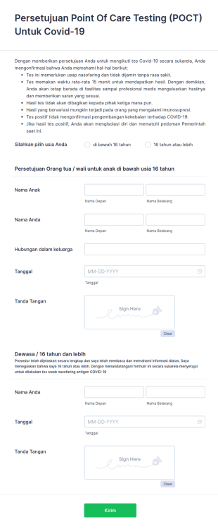 Persetujuan Point Of Care Testing (POCT) Untuk Covid 19