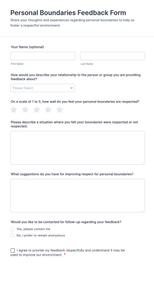 Personal Boundaries Feedback Form Template