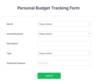 Personal Budget Tracking Form Template