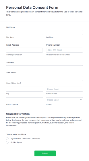 Personal Data Consent Form Template