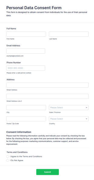 Personal Data Consent Form Template
