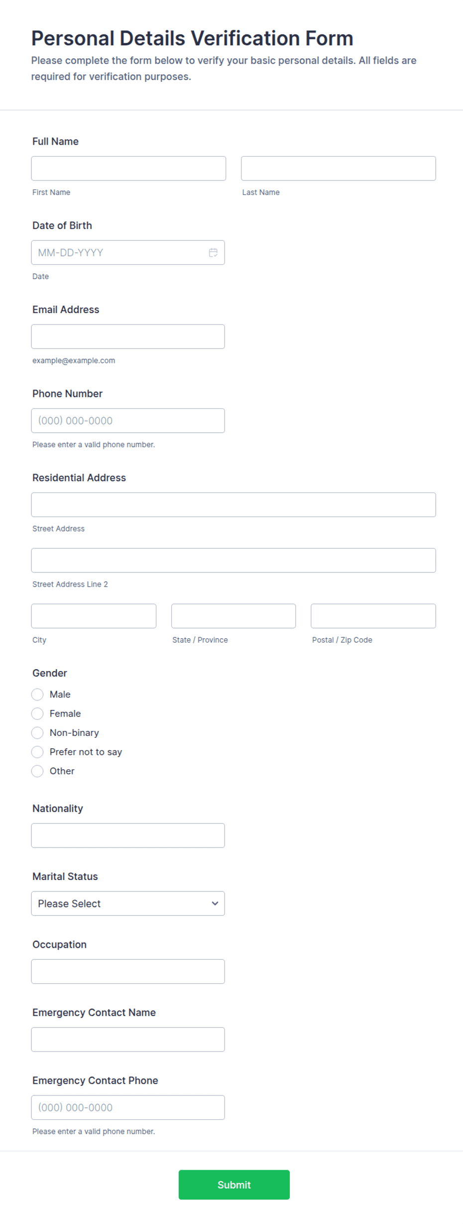 Personal Details Verification Form Template | Jotform