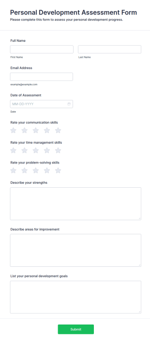 Personal Development Assessment Form Template