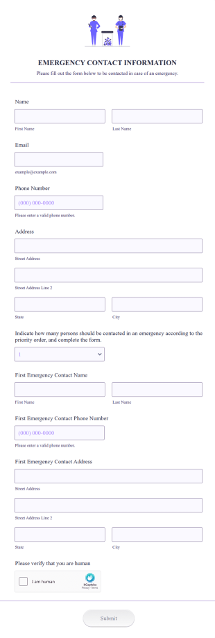 Personal Emergency Contact Form Template