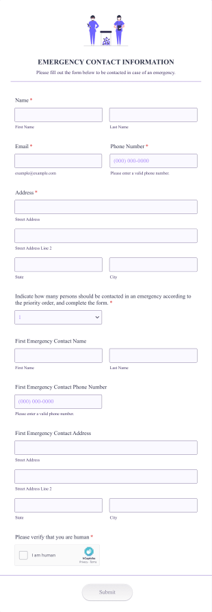 Personal Emergency Contact Form Template