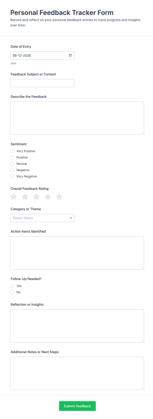 Personal Feedback Tracker Form Template