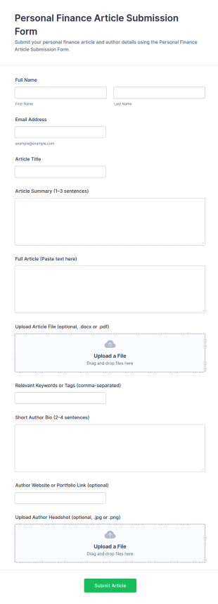 Personal Finance Article Submission Form Template