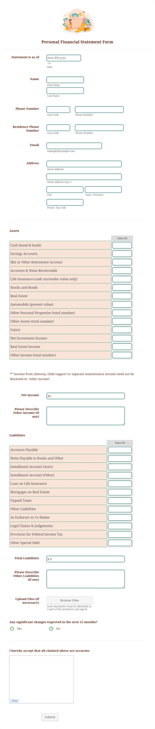 Personal Financial Statement Form Template