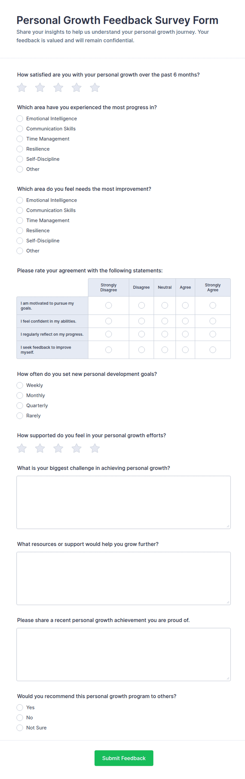 Personal Growth Feedback Survey Form Template | Jotform
