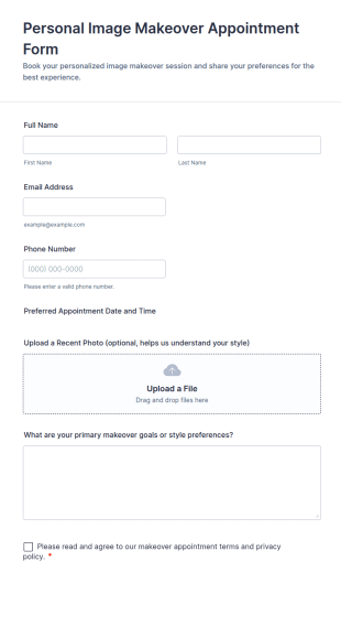 Personal Image Makeover Appointment Form Template